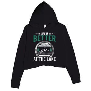 Life Is Better At The Lake Pontoon Boat Pontooning Gift Crop Fleece Hoodie