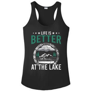 Life Is Better At The Lake Pontoon Boat Pontooning Gift Ladies PosiCharge Competitor Racerback Tank