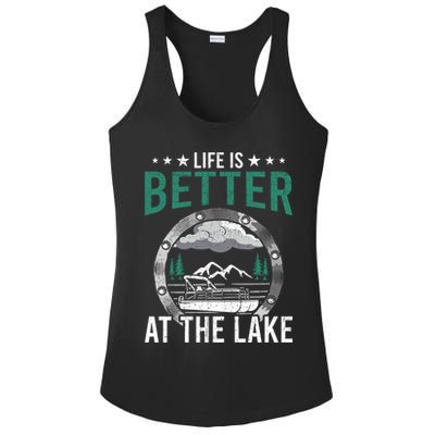 Life Is Better At The Lake Pontoon Boat Pontooning Gift Ladies PosiCharge Competitor Racerback Tank