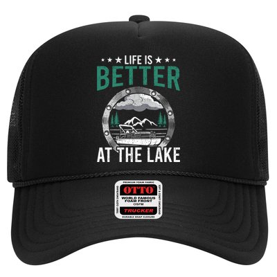 Life Is Better At The Lake Pontoon Boat Pontooning Gift Trucker Hat