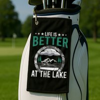 Life Is Better At The Lake Pontoon Boat Pontooning Gift Golf Towel