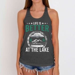 Life Is Better At The Lake Pontoon Boat Pontooning Gift Women's Knotted Racerback Tank