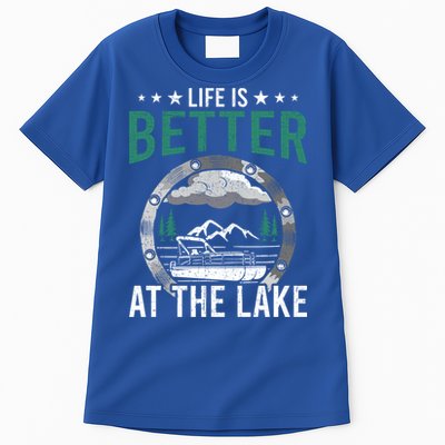 Life Is Better At The Lake Pontoon Boat Pontooning Gift Tall T-Shirt