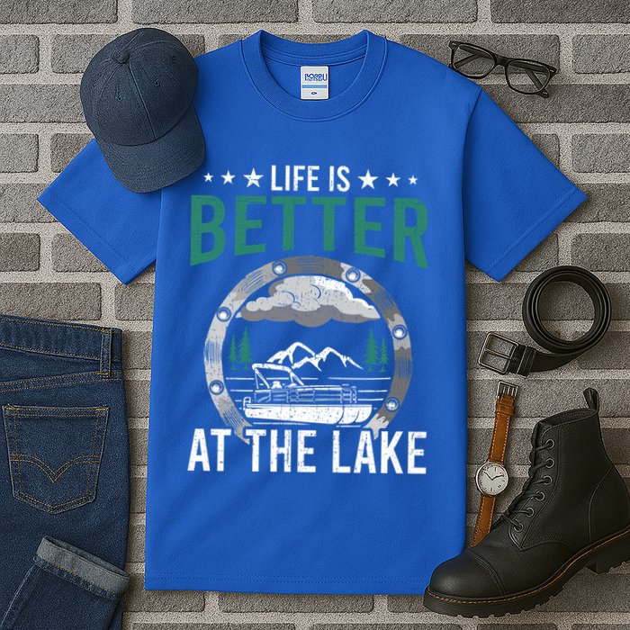Life Is Better At The Lake Pontoon Boat Pontooning Gift Tall T-Shirt