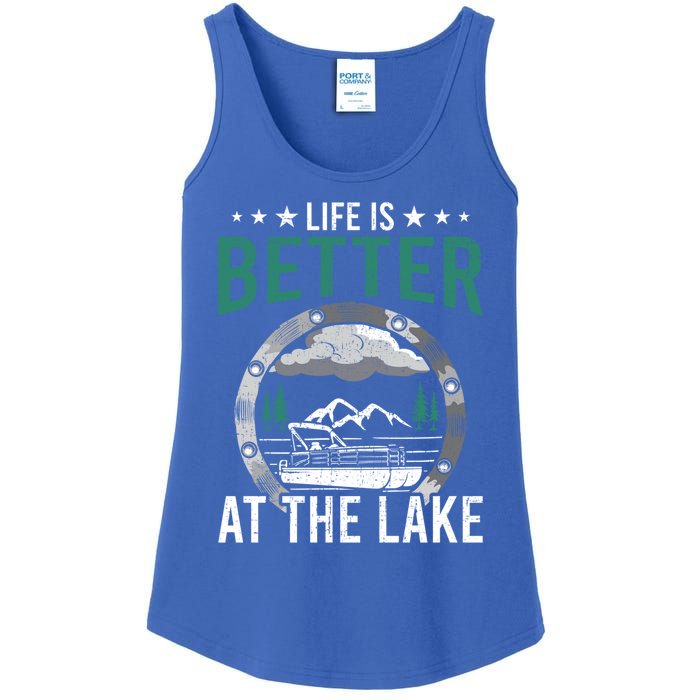 Life Is Better At The Lake Pontoon Boat Pontooning Gift Ladies Essential Tank