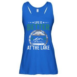 Life Is Better At The Lake Pontoon Boat Pontooning Gift Ladies Essential Flowy Tank