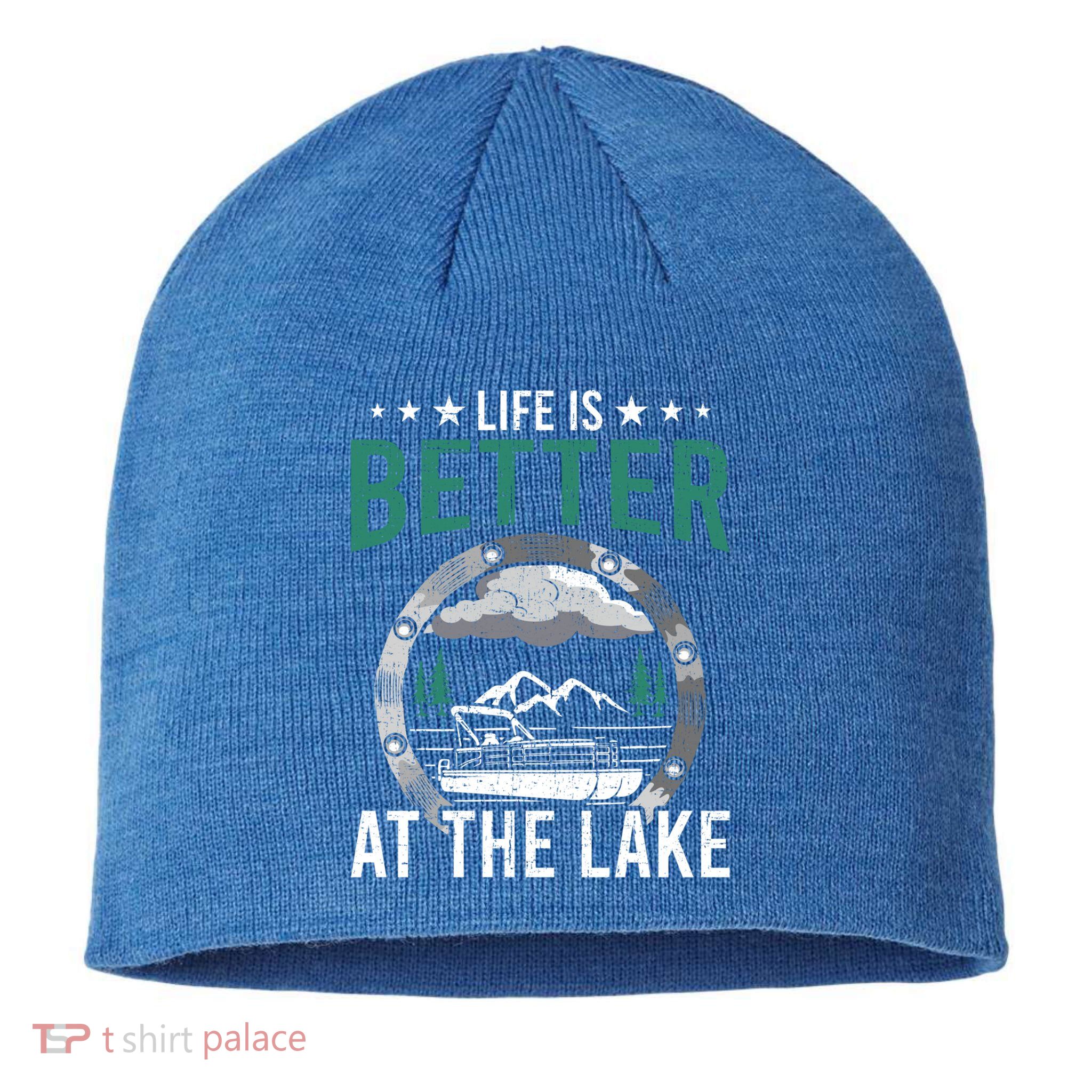 Life Is Better At The Lake Pontoon Boat Pontooning Gift Sustainable Beanie
