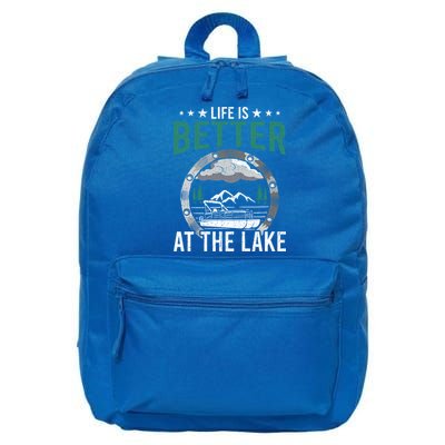 Life Is Better At The Lake Pontoon Boat Pontooning Gift 16 in Basic Backpack