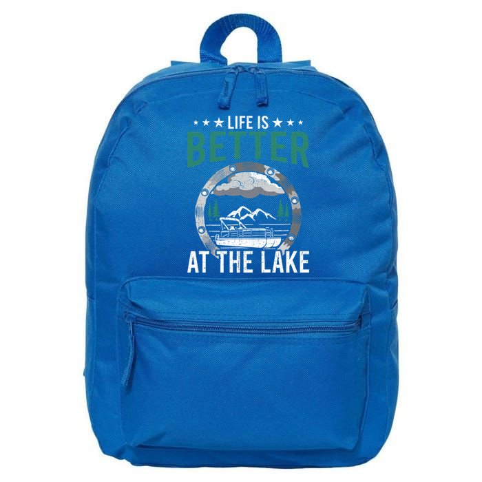 Life Is Better At The Lake Pontoon Boat Pontooning Gift 16 in Basic Backpack