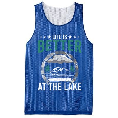 Life Is Better At The Lake Pontoon Boat Pontooning Gift Mesh Reversible Basketball Jersey Tank
