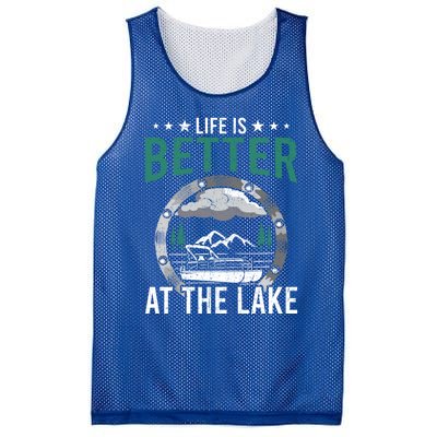 Life Is Better At The Lake Pontoon Boat Pontooning Gift Mesh Reversible Basketball Jersey Tank