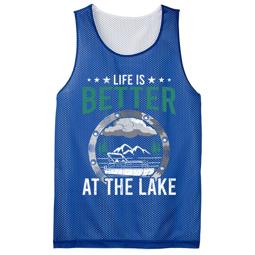 Life Is Better At The Lake Pontoon Boat Pontooning Gift Mesh Reversible Basketball Jersey Tank