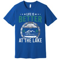 Life Is Better At The Lake Pontoon Boat Pontooning Gift Premium T-Shirt