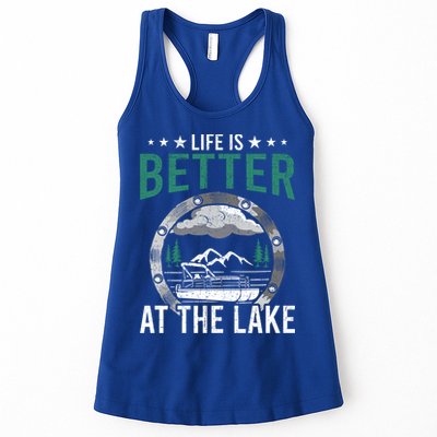 Life Is Better At The Lake Pontoon Boat Pontooning Gift Womens Tank Top
