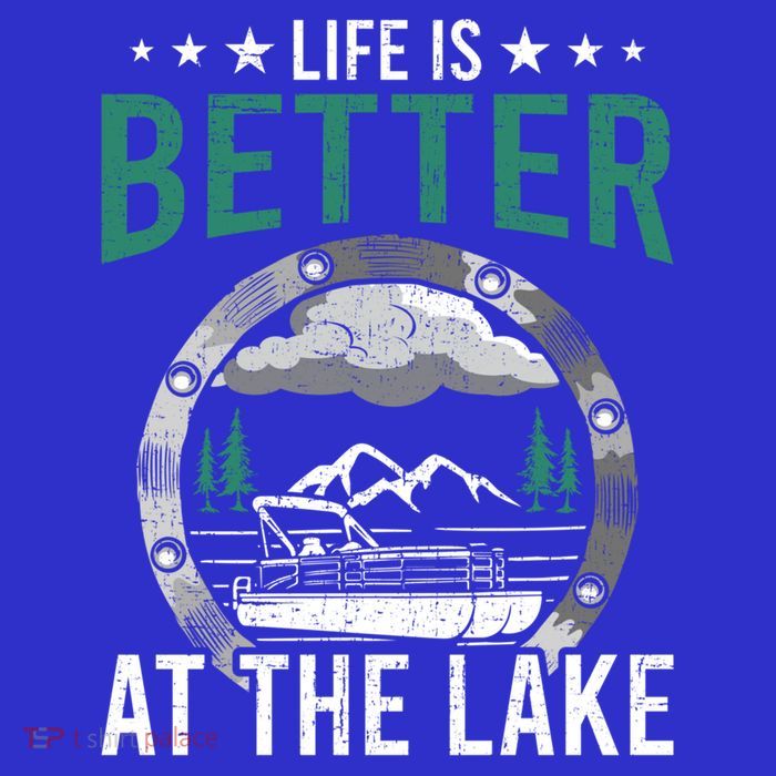 Life Is Better At The Lake Pontoon Boat Pontooning Gift Stripe Pom Pom Beanie
