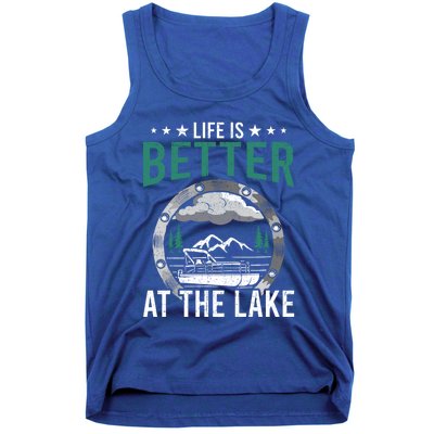 Life Is Better At The Lake Pontoon Boat Pontooning Gift Tank Top