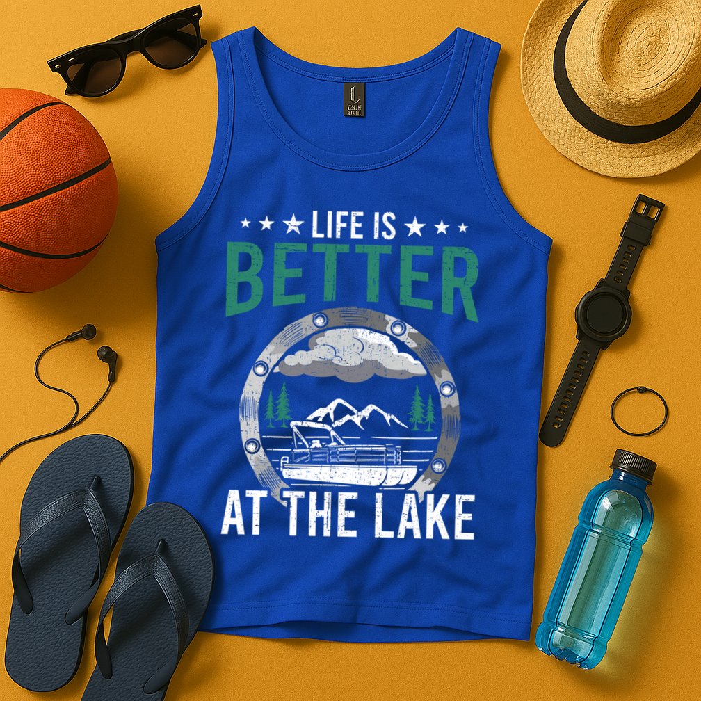 Life Is Better At The Lake Pontoon Boat Pontooning Gift Tank Top