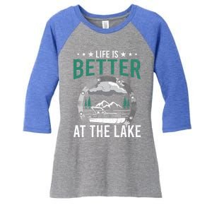 Life Is Better At The Lake Pontoon Boat Pontooning Gift Women's Tri-Blend 3/4-Sleeve Raglan Shirt