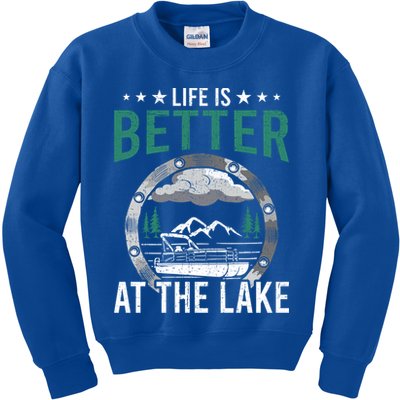 Life Is Better At The Lake Pontoon Boat Pontooning Gift Kids Sweatshirt