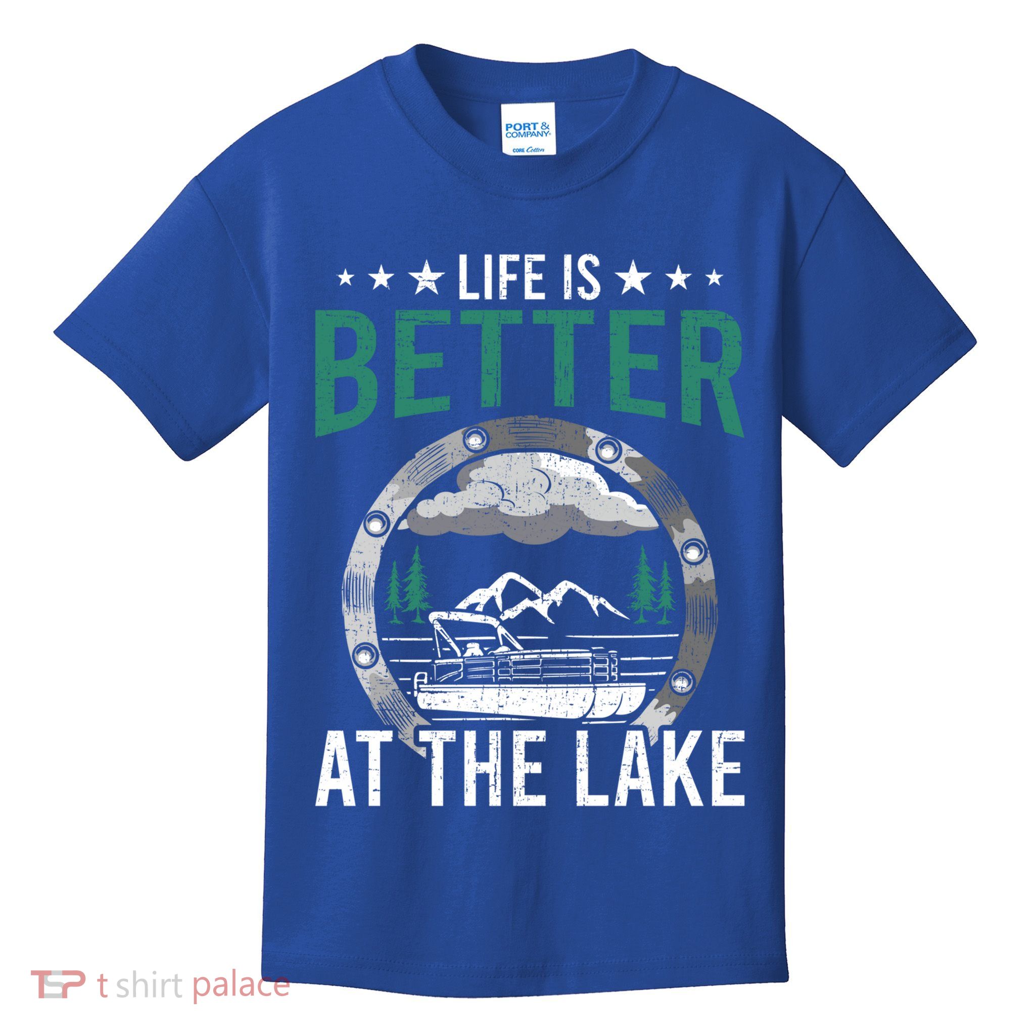 Life Is Better At The Lake Pontoon Boat Pontooning Gift Kids T-Shirt
