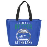 Life Is Better At The Lake Pontoon Boat Pontooning Gift Zip Tote Bag