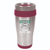 Life Is Better At The Lake Pontoon Boat Pontooning Gift 16oz Travel Tumbler