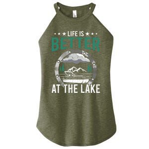 Life Is Better At The Lake Pontoon Boat Pontooning Gift Women's Perfect Tri Rocker Tank