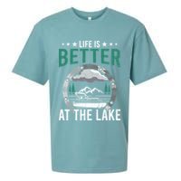 Life Is Better At The Lake Pontoon Boat Pontooning Gift Sueded Cloud Jersey T-Shirt