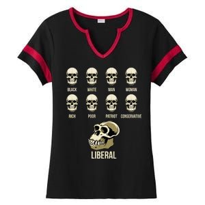 Liberal Monkey Black White Man Woman Rich Poor Patriot Conservative Ladies Halftime Notch Neck Tee