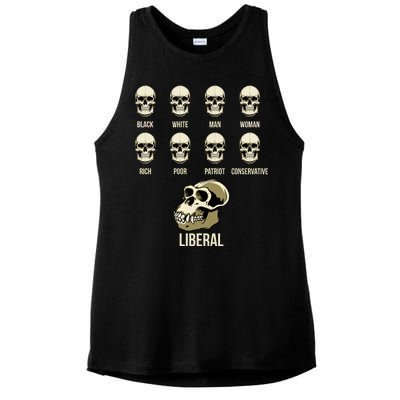 Liberal Monkey Black White Man Woman Rich Poor Patriot Conservative Ladies PosiCharge Tri-Blend Wicking Tank