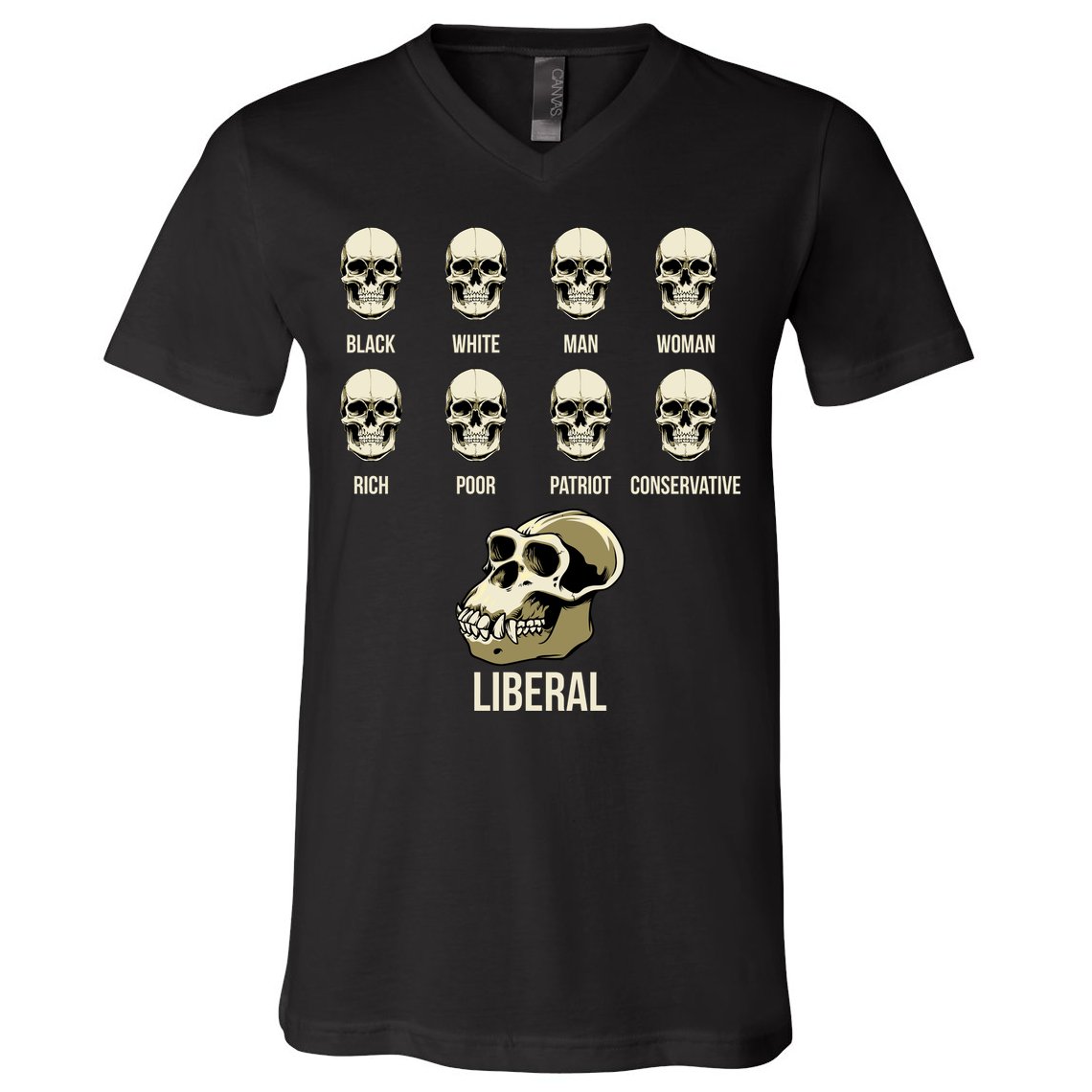Liberal Monkey Black White Man Woman Rich Poor Patriot Conservative V-Neck T-Shirt
