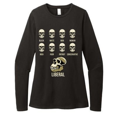 Liberal Monkey Black White Man Woman Rich Poor Patriot Conservative Womens CVC Long Sleeve Shirt