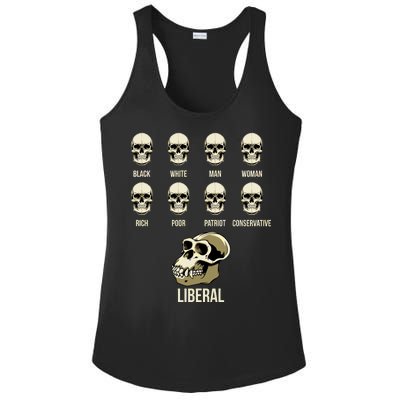 Liberal Monkey Black White Man Woman Rich Poor Patriot Conservative Ladies PosiCharge Competitor Racerback Tank