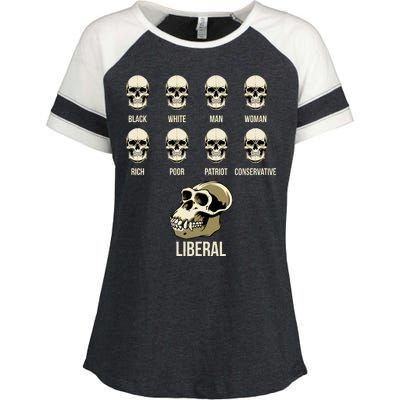 Liberal Monkey Black White Man Woman Rich Poor Patriot Conservative Enza Ladies Jersey Colorblock Tee