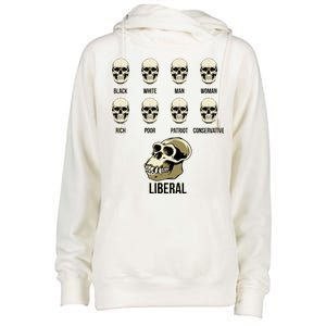 Liberal Monkey Black White Man Woman Rich Poor Patriot Conservative Womens Funnel Neck Pullover Hood