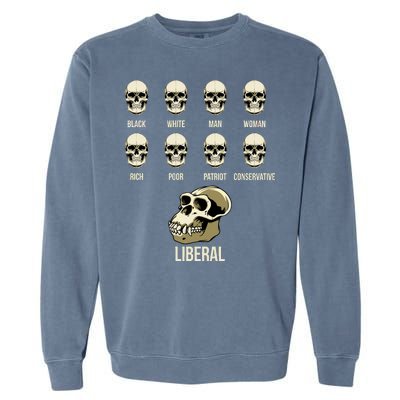 Liberal Monkey Black White Man Woman Rich Poor Patriot Conservative Garment-Dyed Sweatshirt