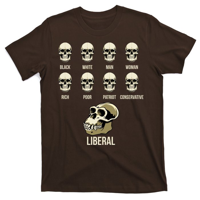 Liberal Monkey Black White Man Woman Rich Poor Patriot Conservative T-Shirt