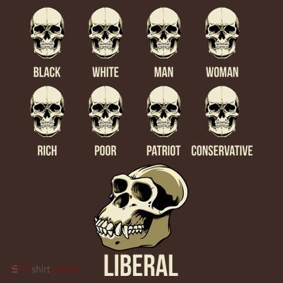 Liberal Monkey Black White Man Woman Rich Poor Patriot Conservative T-Shirt