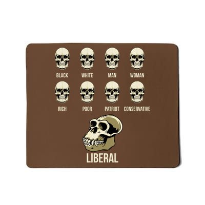 Liberal Monkey Black White Man Woman Rich Poor Patriot Conservative Mousepad