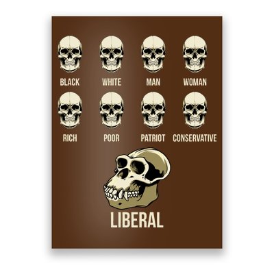 Liberal Monkey Black White Man Woman Rich Poor Patriot Conservative Poster