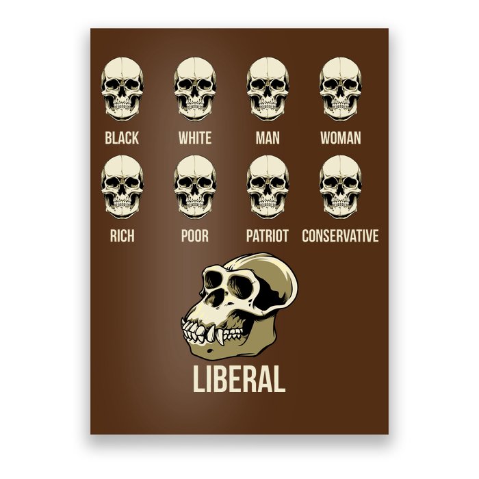 Liberal Monkey Black White Man Woman Rich Poor Patriot Conservative Poster