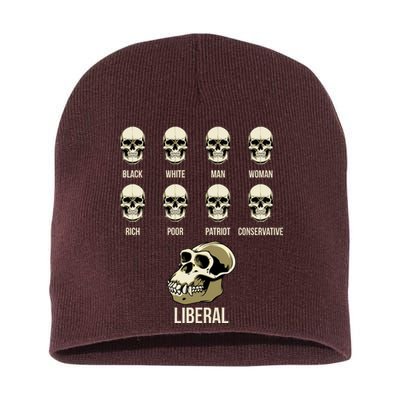 Liberal Monkey Black White Man Woman Rich Poor Patriot Conservative Short Acrylic Beanie