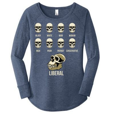 Liberal Monkey Black White Man Woman Rich Poor Patriot Conservative Women's Perfect Tri Tunic Long Sleeve Shirt