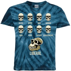 Liberal Monkey Black White Man Woman Rich Poor Patriot Conservative Kids Tie-Dye T-Shirt