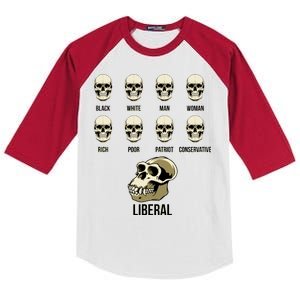 Liberal Monkey Black White Man Woman Rich Poor Patriot Conservative Kids Colorblock Raglan Jersey