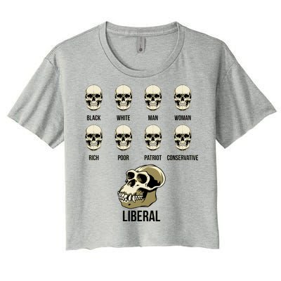 Liberal Monkey Black White Man Woman Rich Poor Patriot Conservative Women's Crop Top Tee