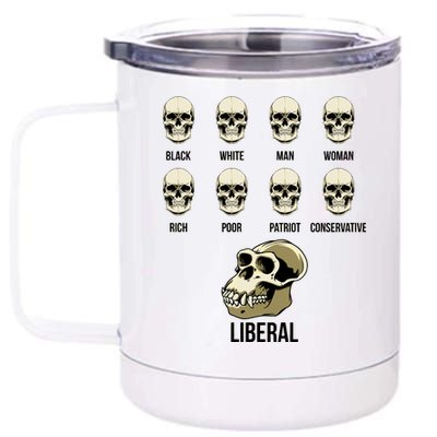 Liberal Monkey Black White Man Woman Rich Poor Patriot Conservative 12 oz Stainless Steel Tumbler Cup