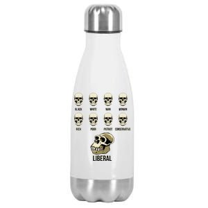 Liberal Monkey Black White Man Woman Rich Poor Patriot Conservative Stainless Steel Insulated Water Bottle