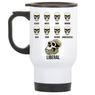 Liberal Monkey Black White Man Woman Rich Poor Patriot Conservative Stainless Steel Travel Mug