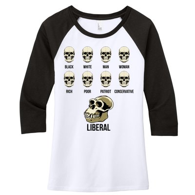 Liberal Monkey Black White Man Woman Rich Poor Patriot Conservative Women's Tri-Blend 3/4-Sleeve Raglan Shirt